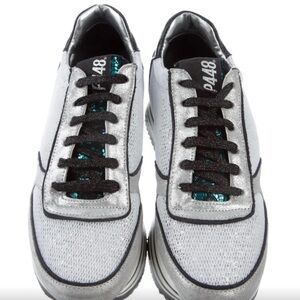 P448 Women's White, Silver and Blue Sneakers